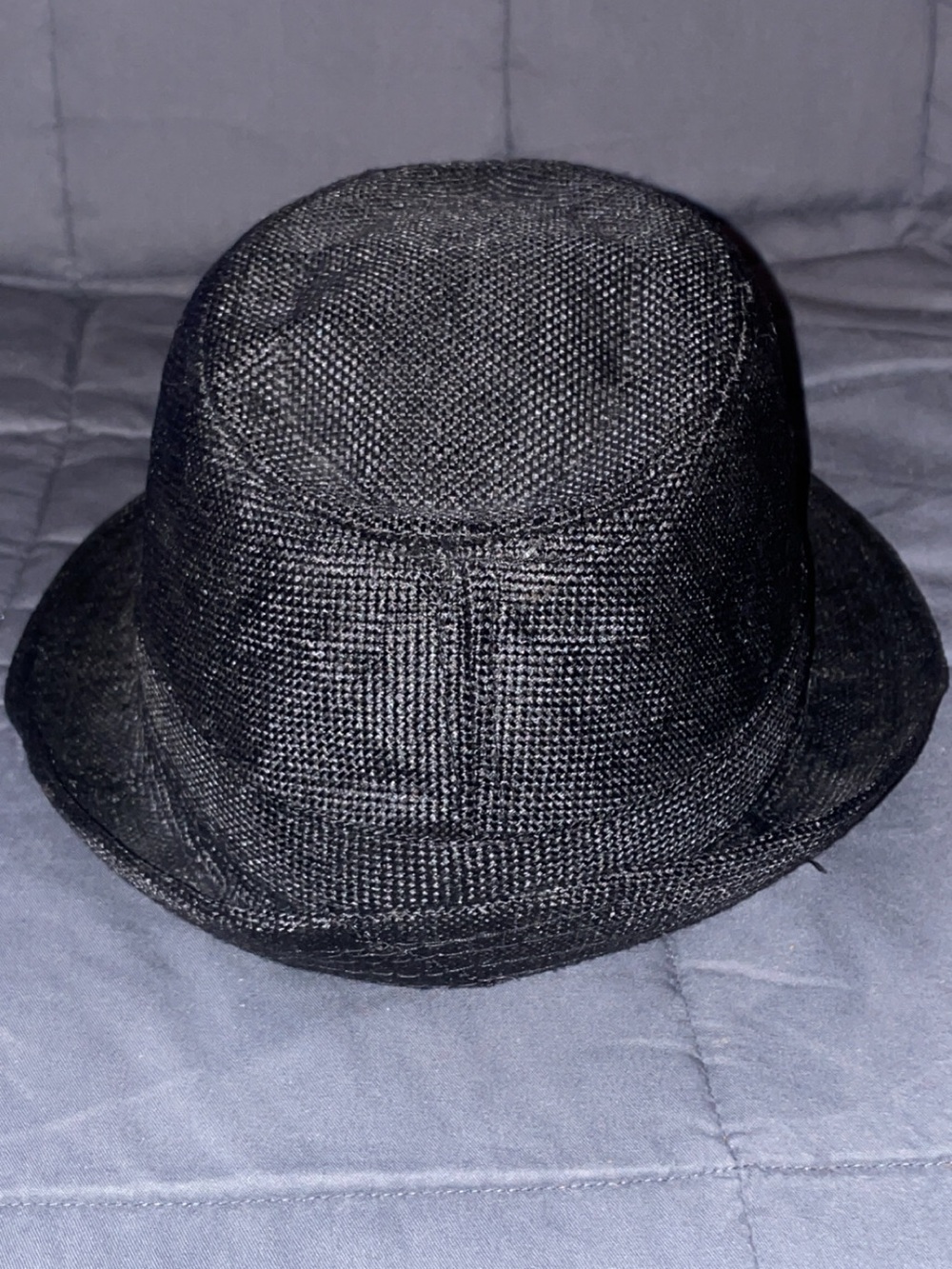 Kids Black Textured Fedora Hat